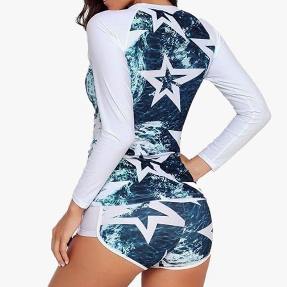 YATEEN Long Sleeve Sun Protection Rash Guard Two Piece Swimsuit Set Size Medium - Picture 2 of 16